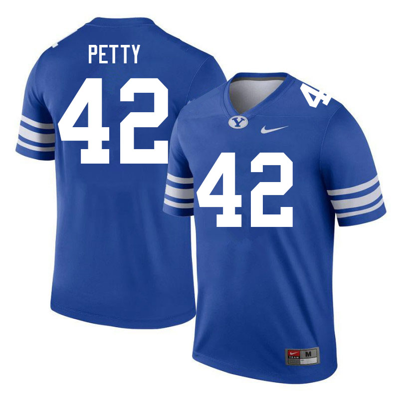 Men #42 Mike Petty BYU Cougars College Football Jerseys Sale-Royal